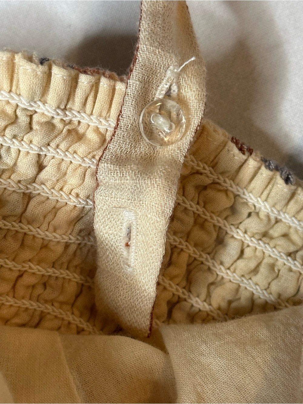 Lucky Brand Crop Top XL Striped Linen Smocked Cami Boho Festival Summer - Picture 4 of 7